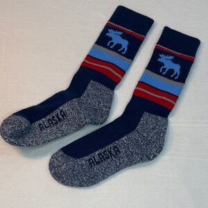 Alaska Moose Casual Socks - Blue, Red, and Gray